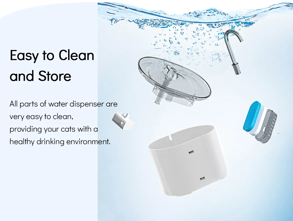 Cat Water Fountain Easy Cleaning Quiet 2.2L Cat Drink Fountain