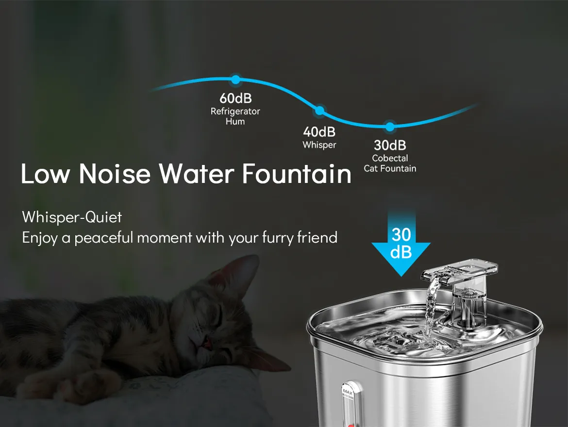 Stainless Steel Pet Water Fountain Ultra-Quiet Pump 2.2L