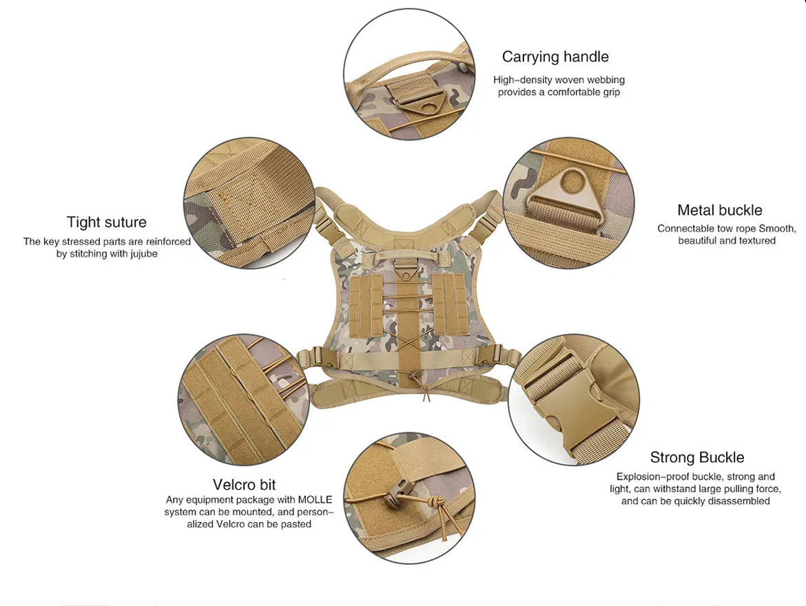 Tactical K9 Dog Harness Adjustable And Removable