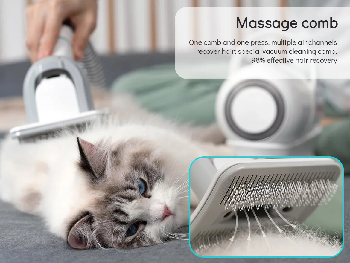 Pet Grooming Kit Vacuum Suction 99% Pet Hair With 5 Professional Tools