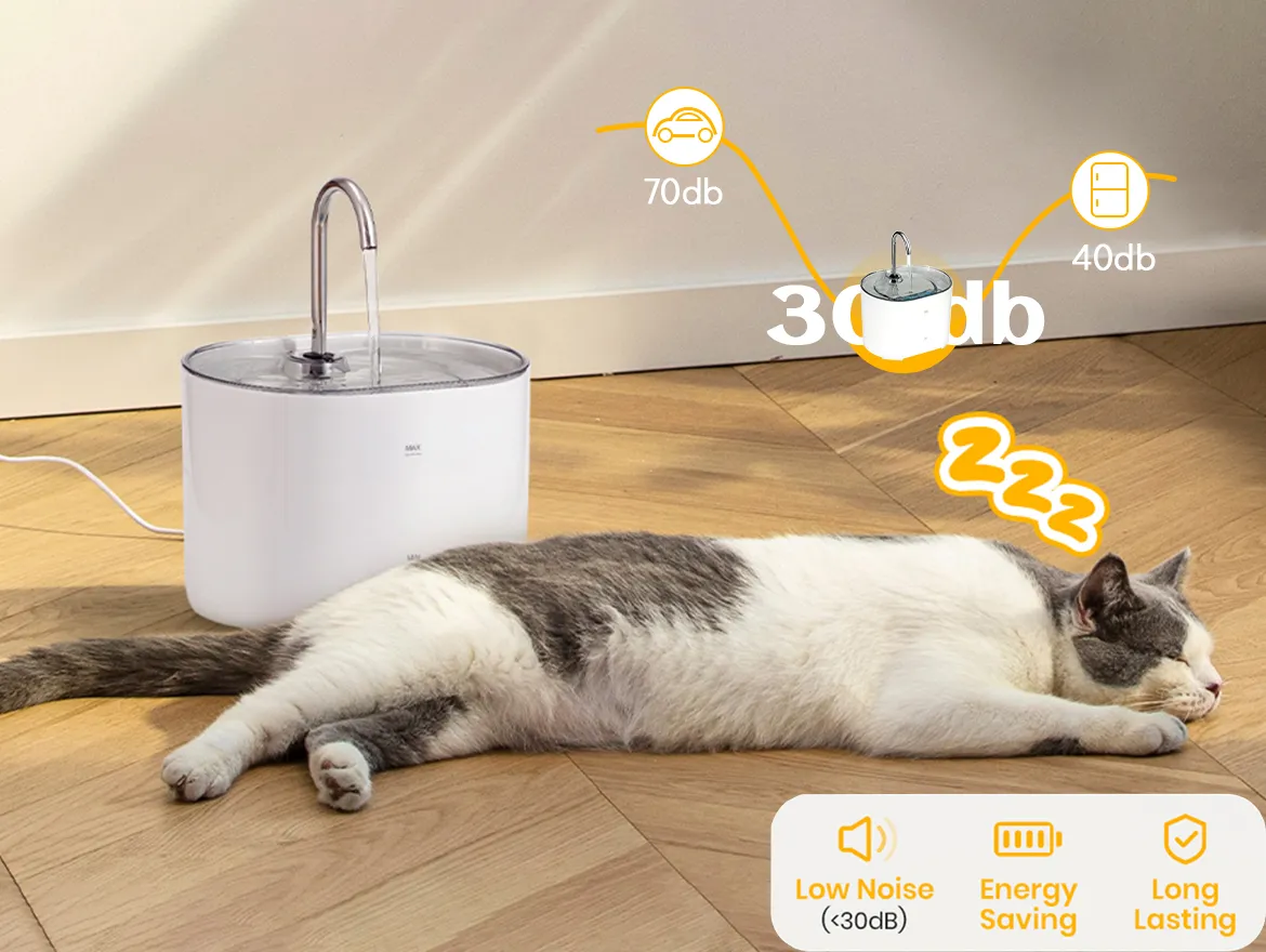 Cat Water Fountain Easy Cleaning Quiet 2.2L Cat Drink Fountain