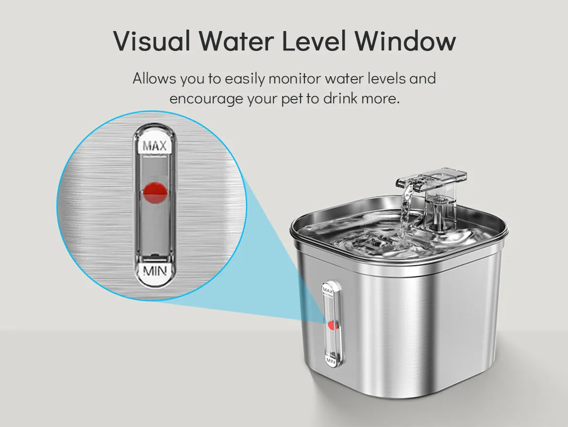 Stainless Steel Pet Water Fountain Ultra-Quiet Pump 2.2L