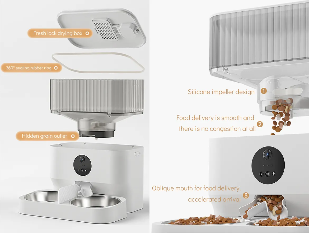 Pet Smart Feeder App Control 5L Double Stainless Steel Bowl