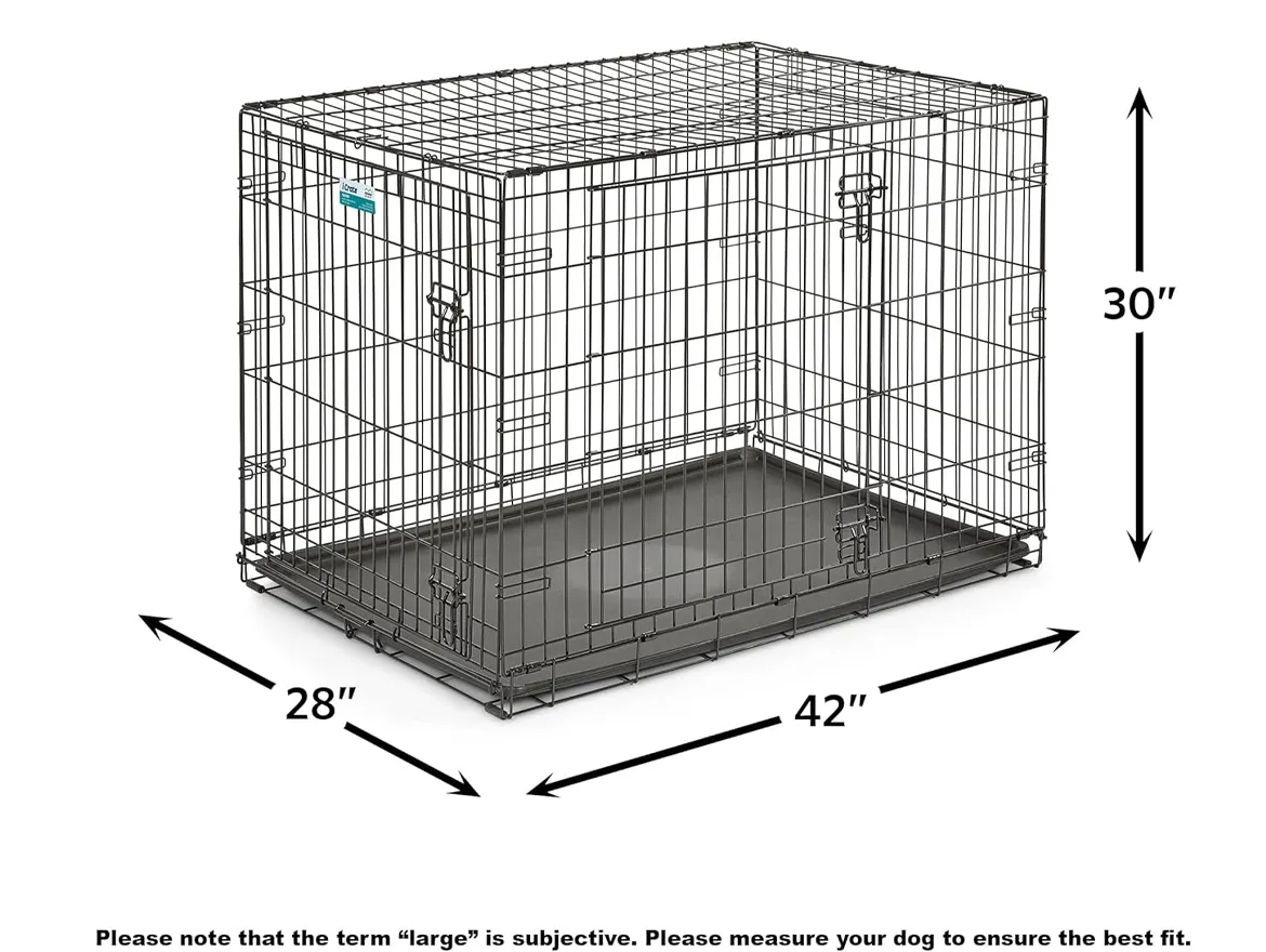 Newly Enhanced Double Door Dog Crate With Leak-Proof Pan