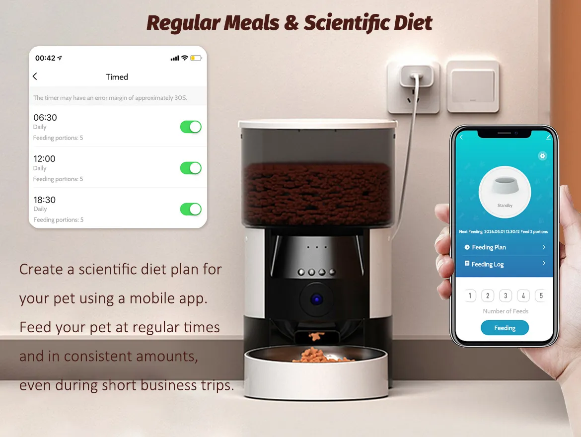 Automatic Pet Feeder with Camera and App Timed Cat Feeder