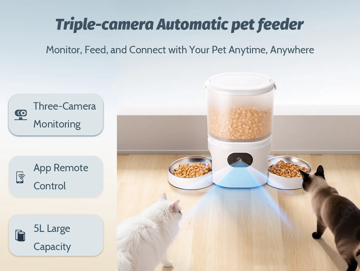 5L Automatic Cat Feeder with Three Camera, Night Vision, APP Control