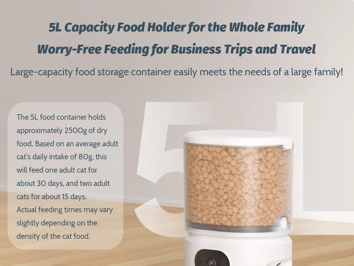 5L Automatic Cat Feeder with Three Camera, Night Vision, APP Control