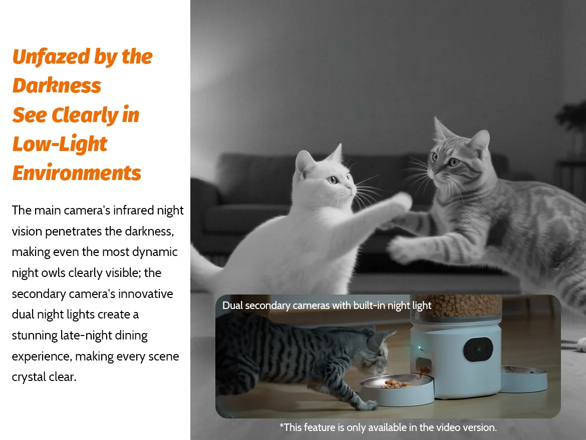 5L Automatic Cat Feeder with Three Camera, Night Vision, APP Control