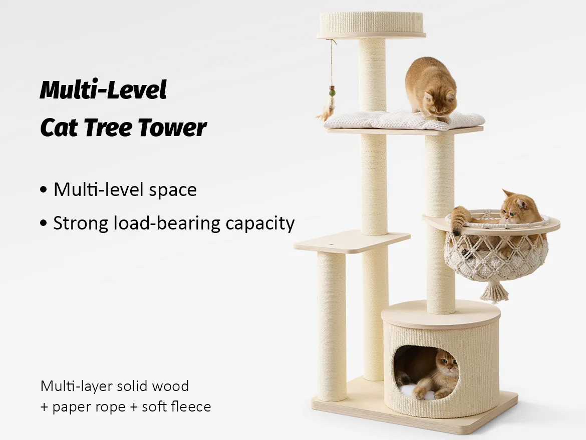 Modern Multi-Level Cat Tree Tower with Swing Hammock