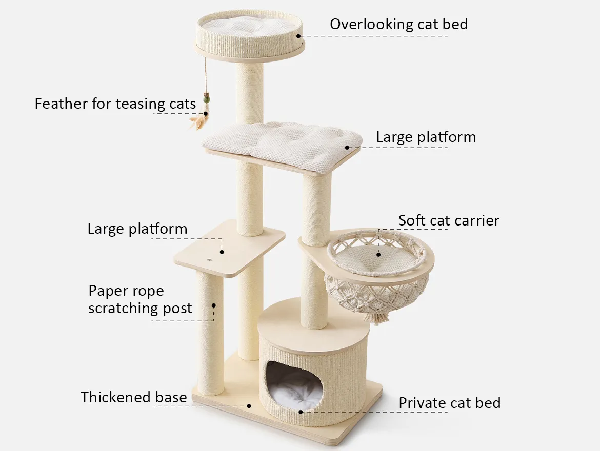 Modern Multi-Level Cat Tree Tower with Swing Hammock