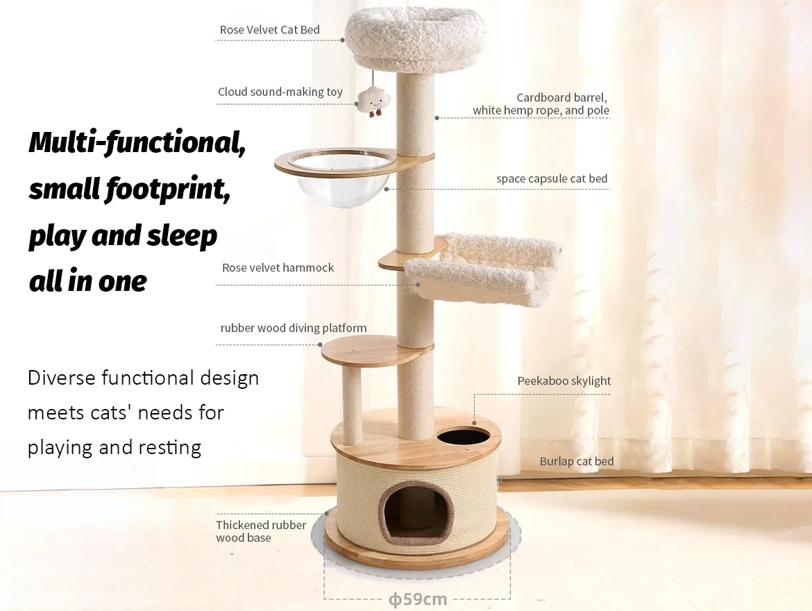 Modern Cat Tree Tower With Space Capsule and Top Bed