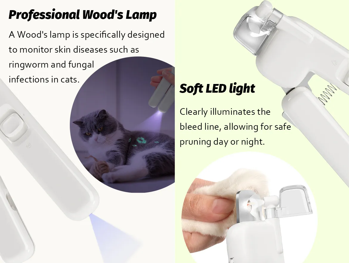 LED Light Pet Nail Clipper with Built-in Nail File for Pets
