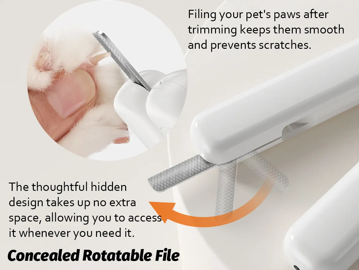 LED Light Pet Nail Clipper with Built-in Nail File for Pets