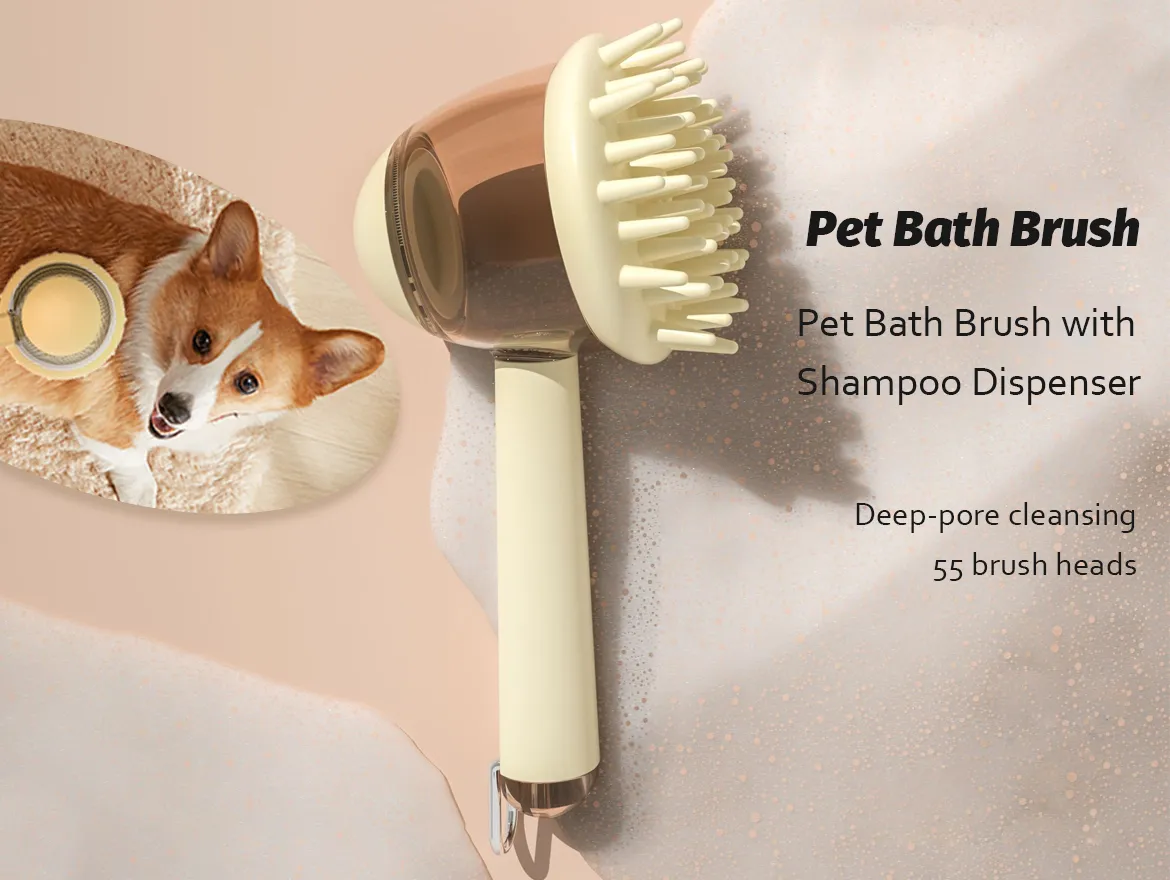 3-in-1 Pet Bathing Brush Anti-Frizz Grooming Brush for Pets
