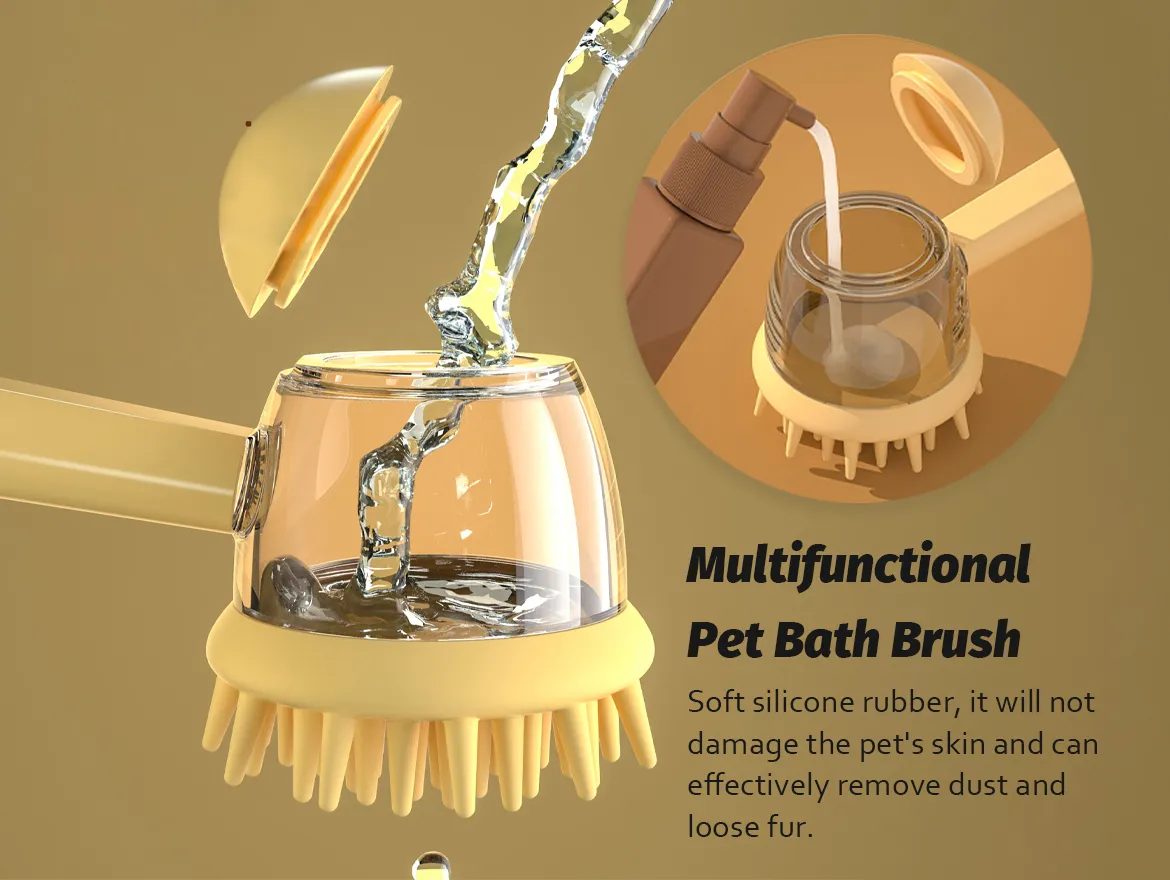 3-in-1 Pet Bathing Brush Anti-Frizz Grooming Brush for Pets