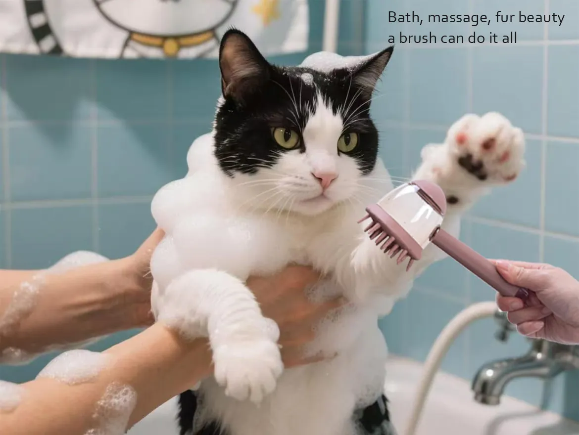 3-in-1 Pet Bathing Brush Anti-Frizz Grooming Brush for Pets