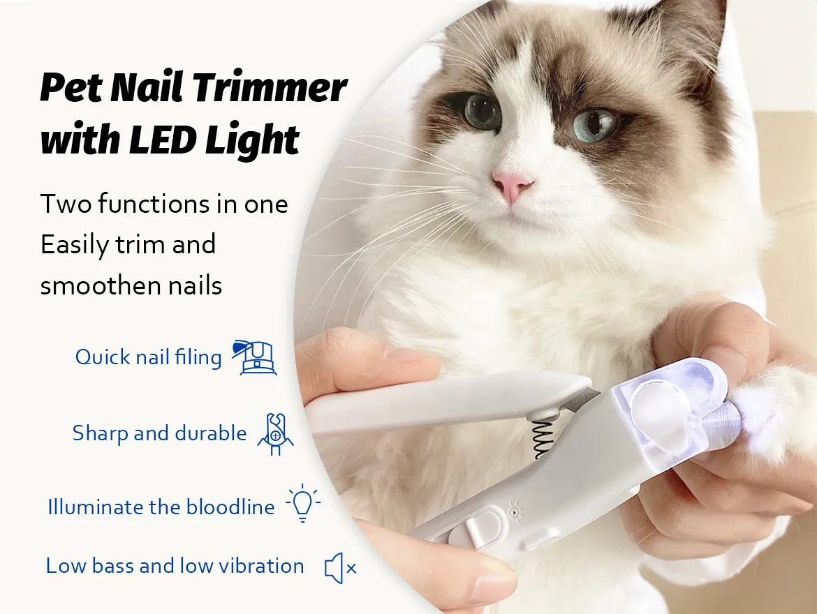 Pet Nail Clipper and Grinder 2 in 1 Rechargeable with Splash Guard