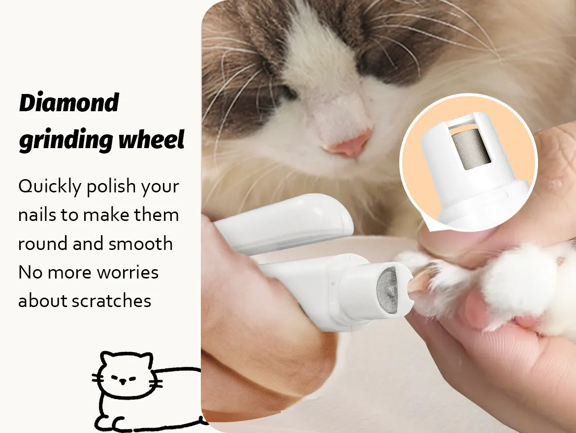 Pet Nail Clipper and Grinder 2 in 1 Rechargeable with Splash Guard
