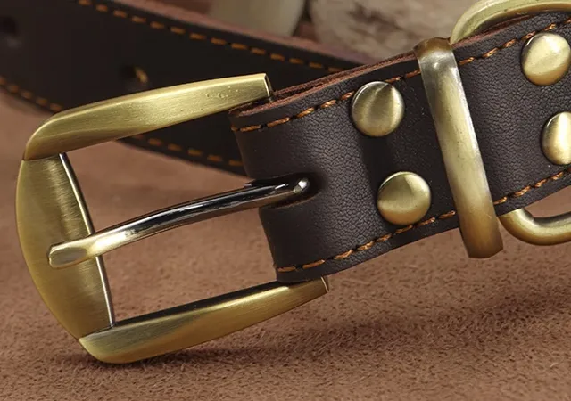 Personalized Soft Leather Pet Collars with Engraved Nameplate