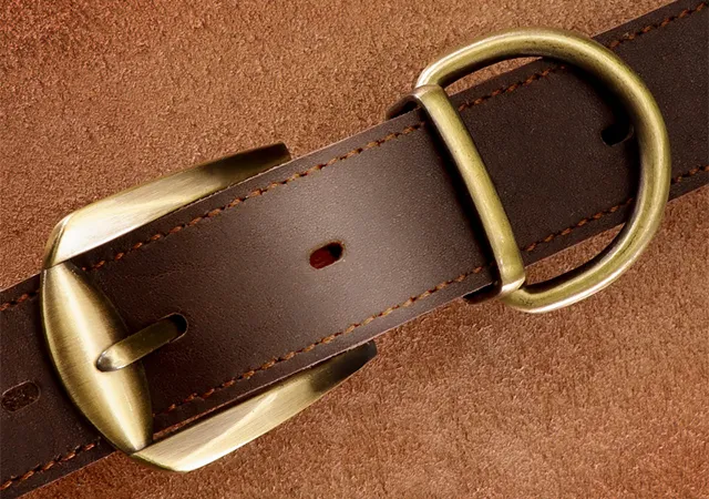 Personalized Soft Leather Pet Collars with Engraved Nameplate