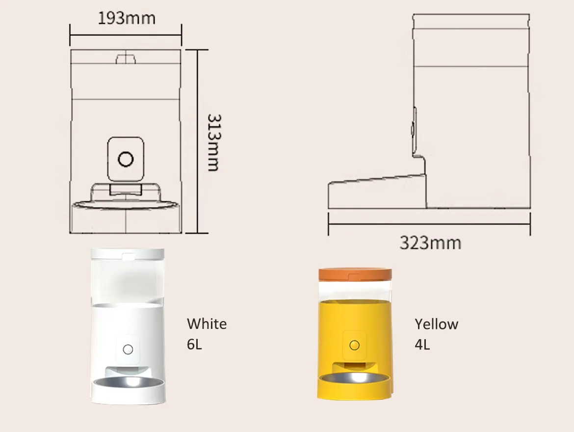 4L/6L WiFi Automatic Pet Feeder with Low Food Sensor