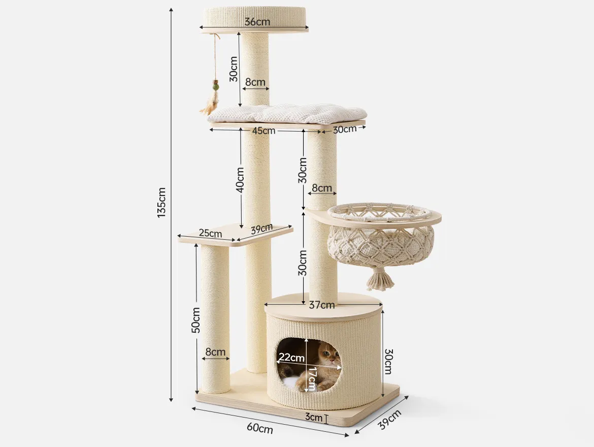 Modern Multi-Level Cat Tree Tower with Swing Hammock