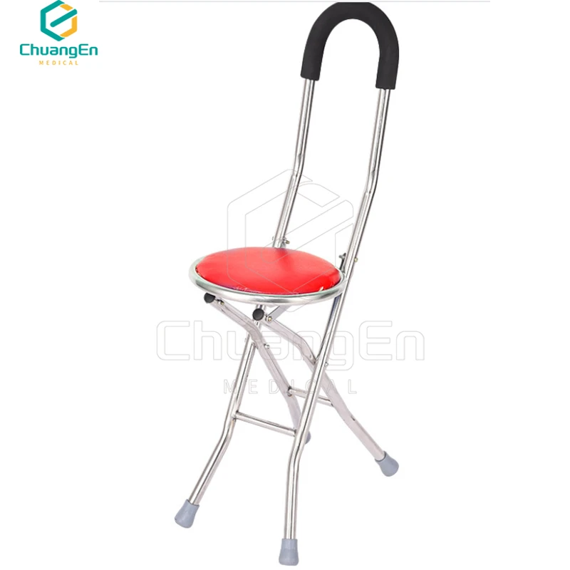 CS-09 Stainless Steel Folding Lightweight Walking Stick Seat Chair