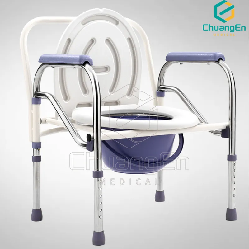 CZB-06 Portable Foldable Shower Commode Chair - Shijiazhuang Chuangen Technology Co., Ltd.|Adjustable Seat, Waterproof Handrails, Lightweight Design