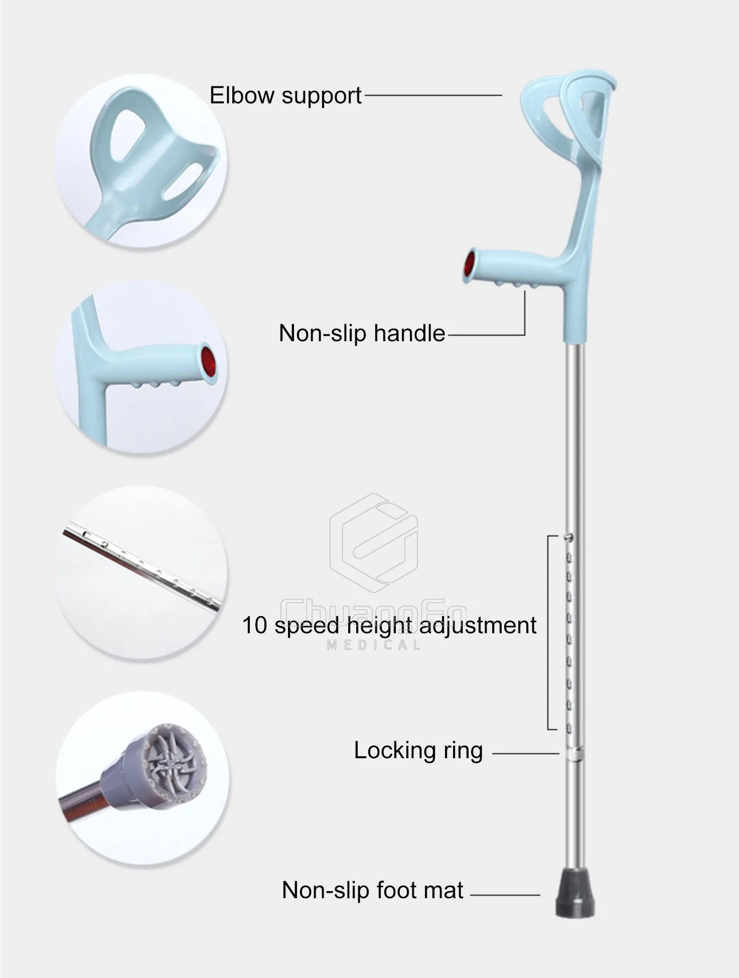 CS-02 Price cheap stretchable elbow crutches for Rehabilitated population