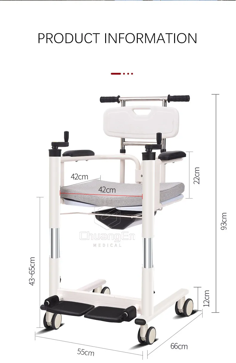 Chuangen CZY-Y01 Manual Transfering Patient Liftuniversal Wheel Transfer Lift Chair For Disabled And Elderly