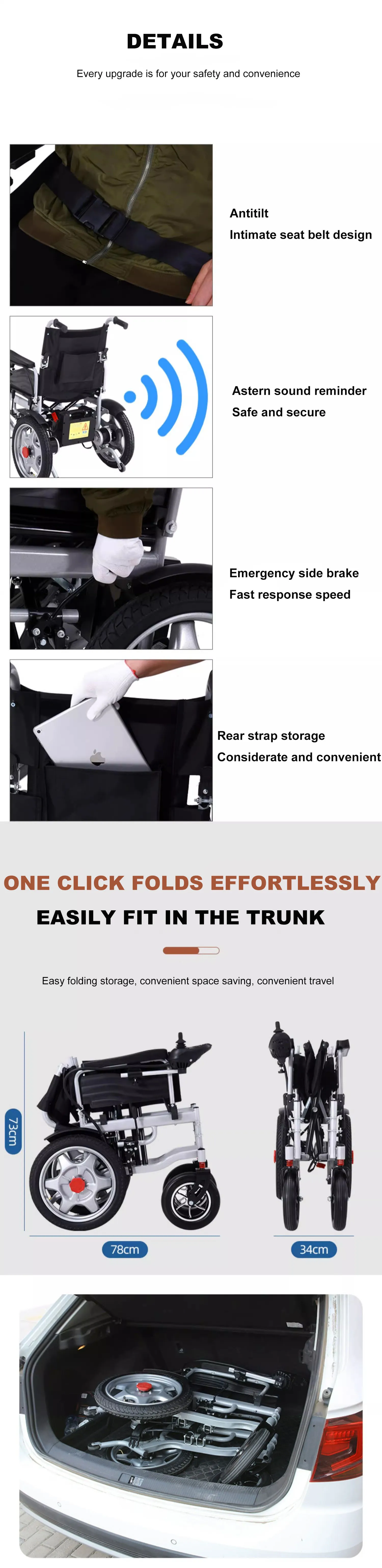 Motorized Chair for Elderly Adjustable Height Armrests