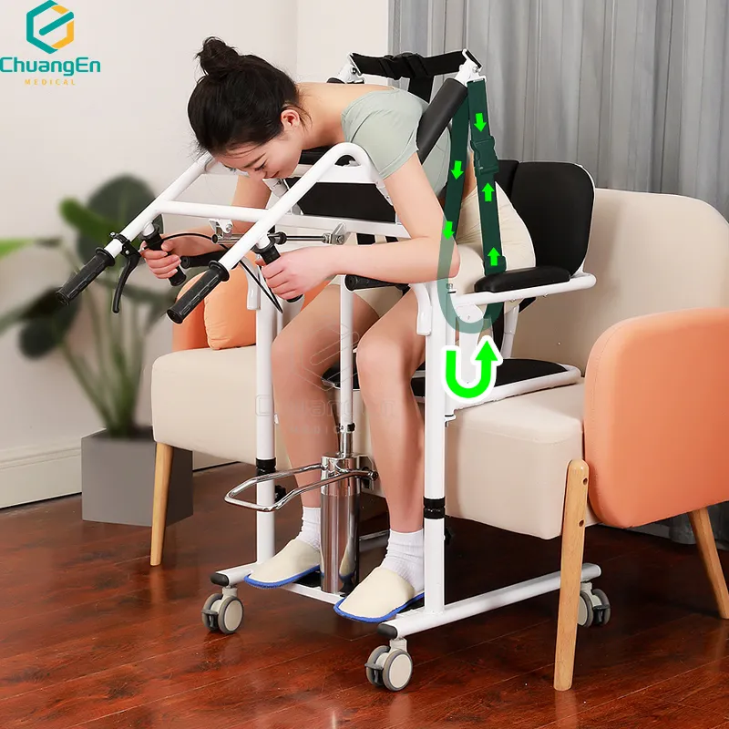Patient Transfer Chair - Safe Hydraulic Lift, Easy Mobility