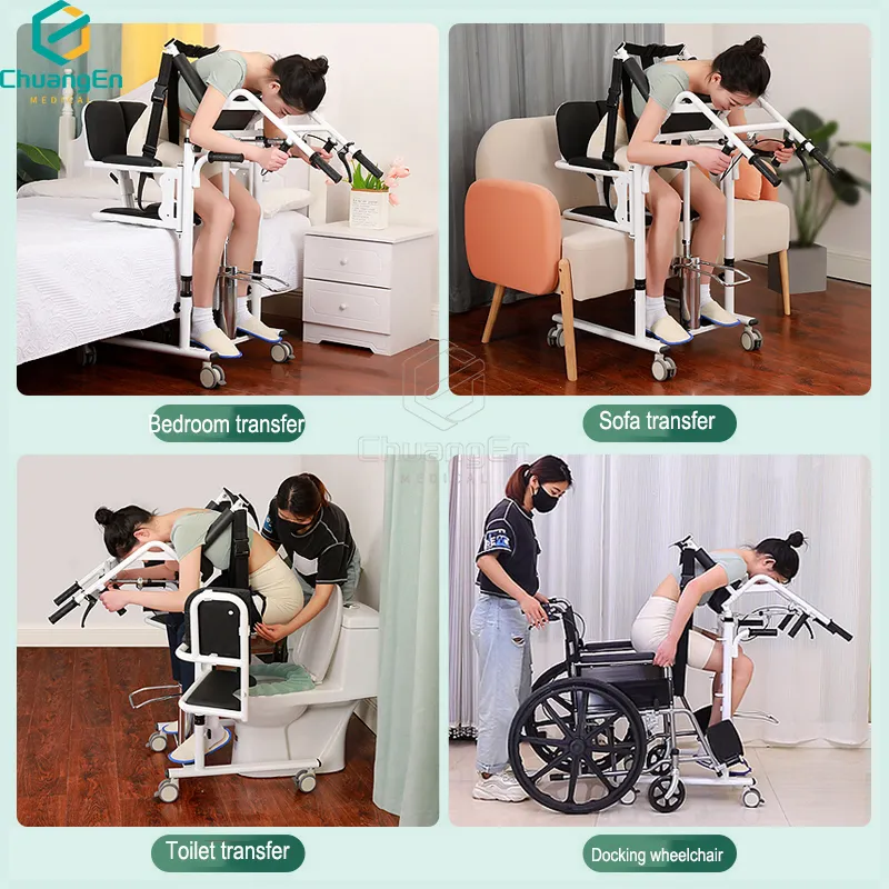 Patient Transfer Chair - Safe Hydraulic Lift, Easy Mobility