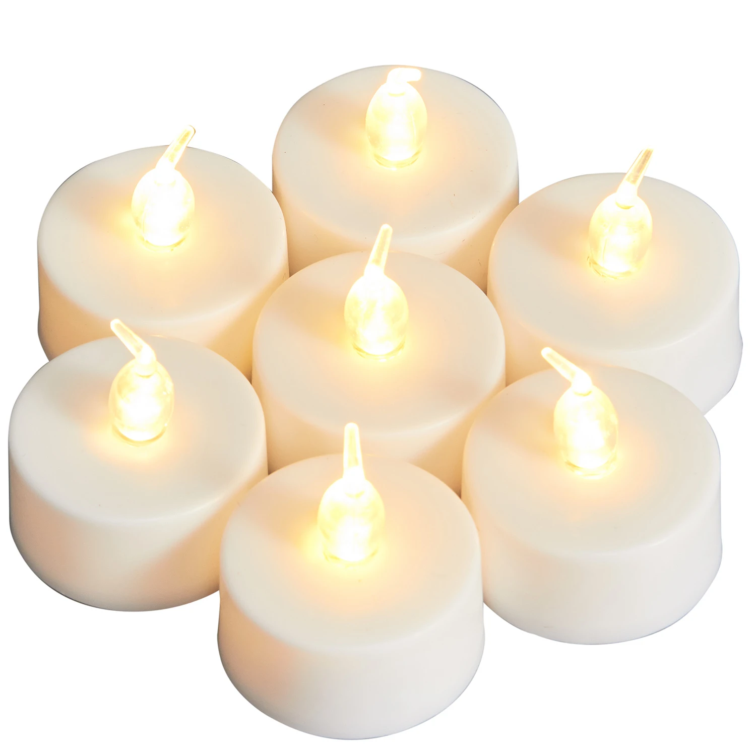 Durable battery powered flameless LED tea light candle with bright warm light