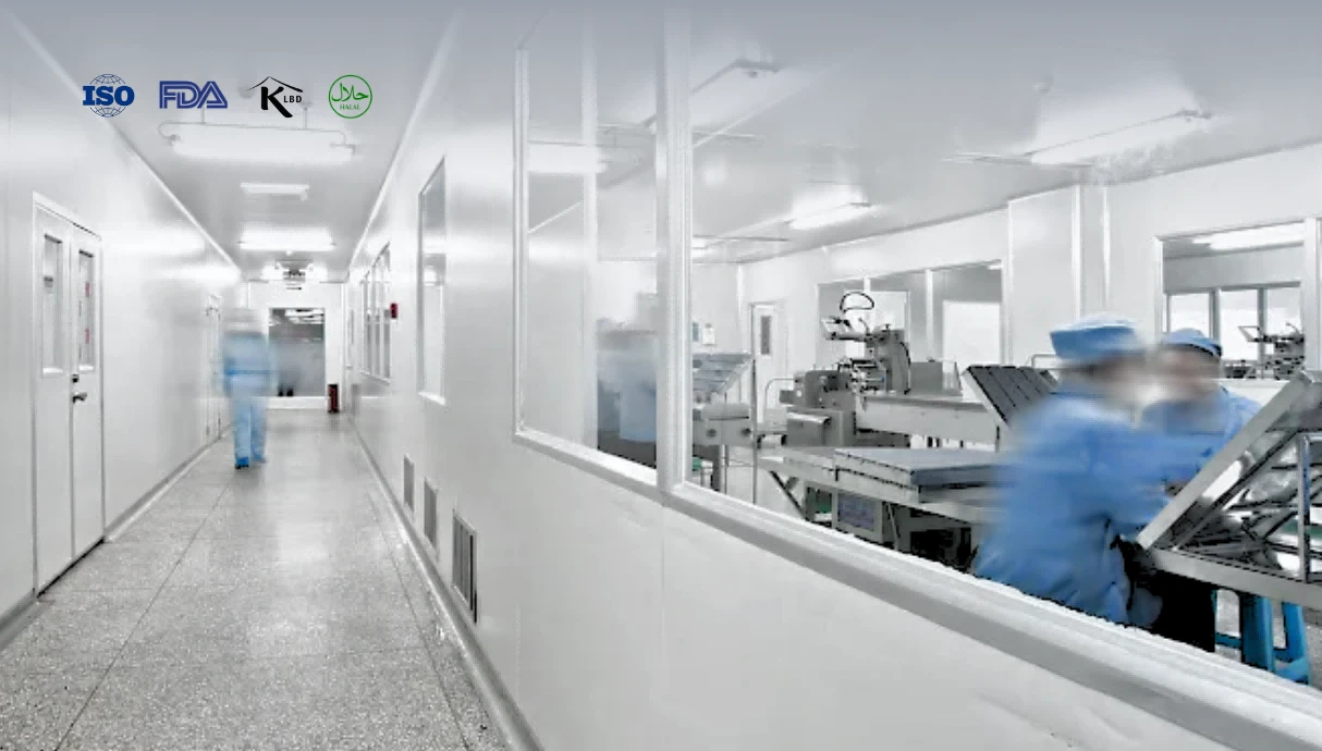 Production operations are aseptic in strict accordance with GMP standards. Central testing laboratory is equiped with atomic absorption, gaseous phase and liquid phase.