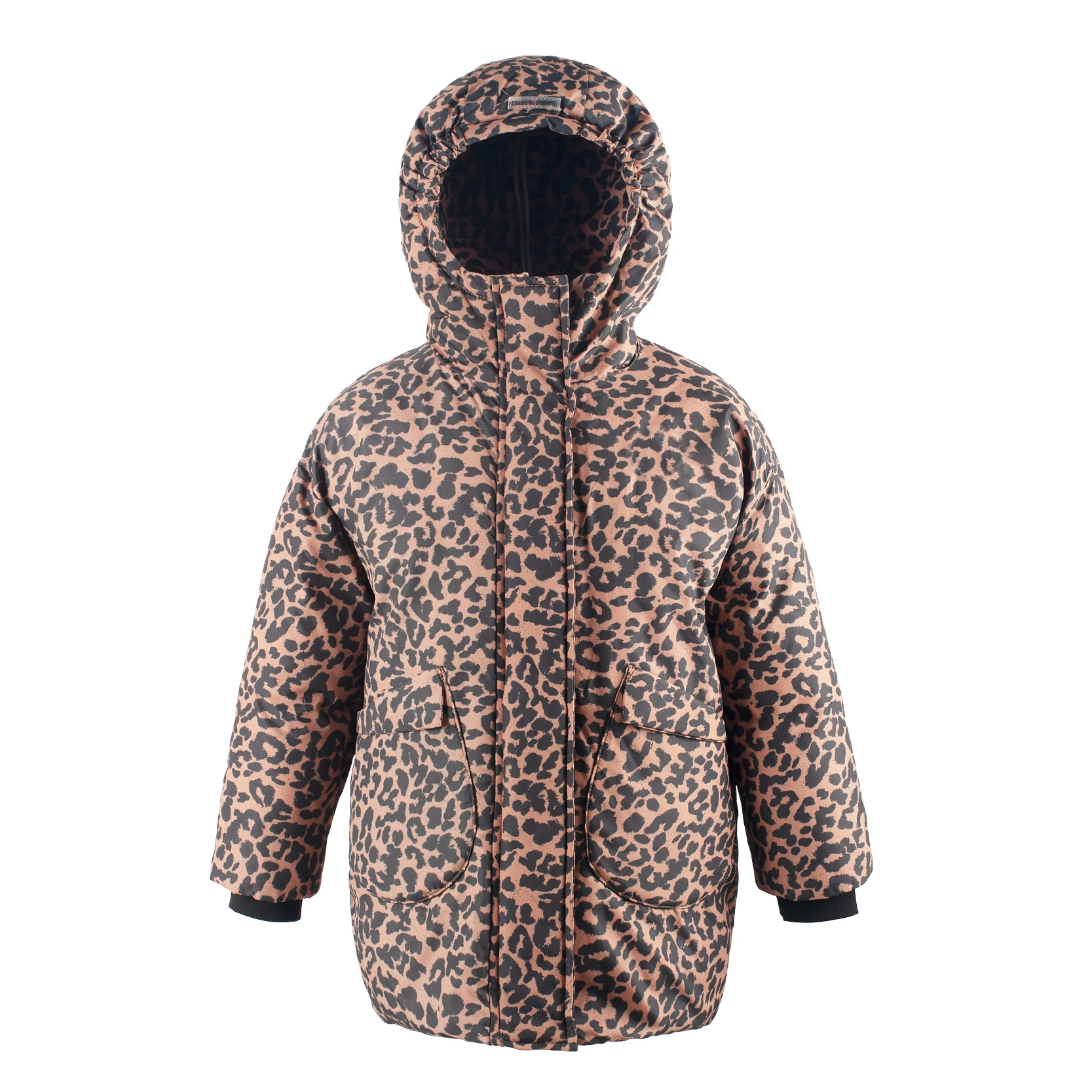 Kids' Leopard Print Winter Puffer Coat, Hooded & Quilted, Durable for Cold Weather Wear