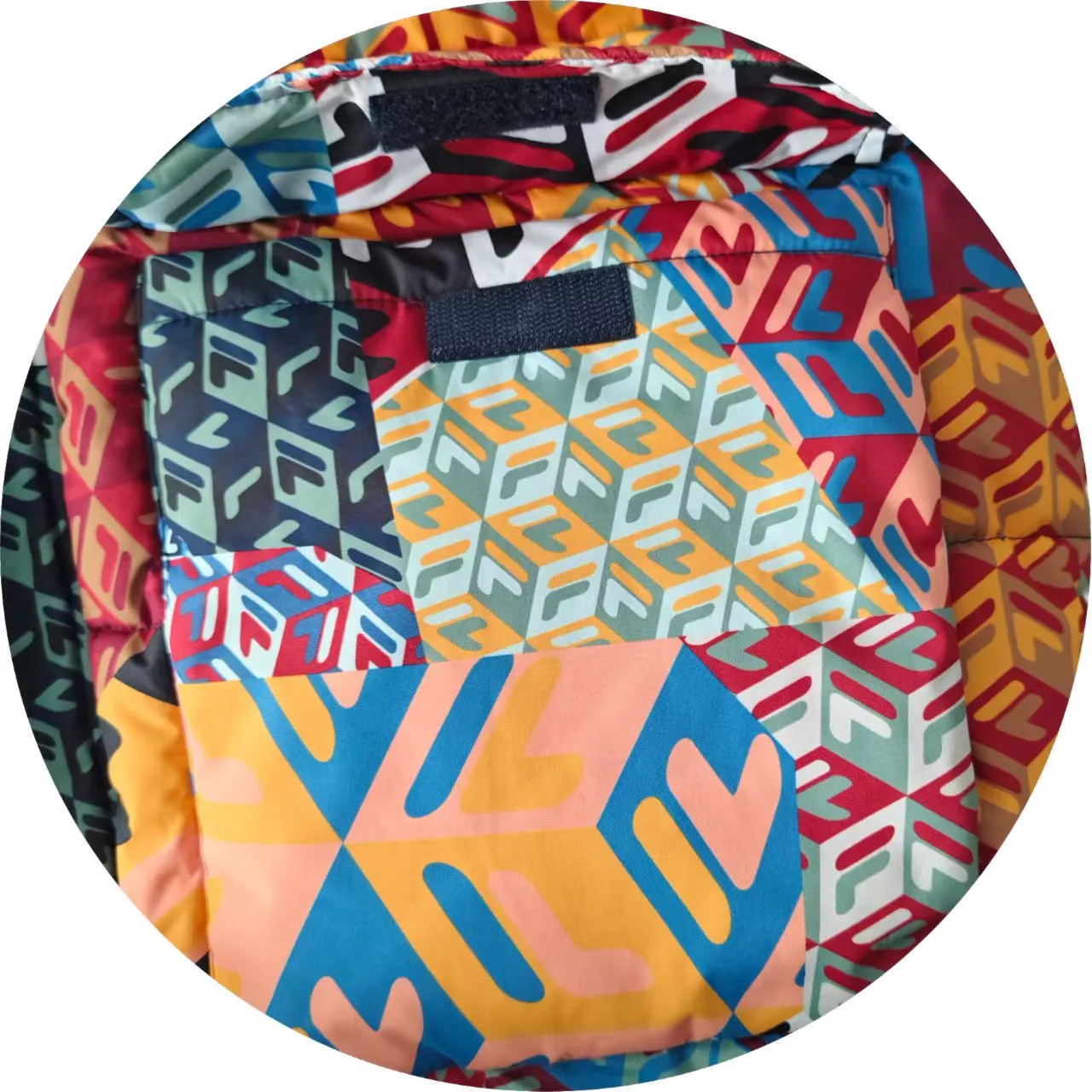 Men's Color-Block Geometric Padded Puffer Jacket with Hood