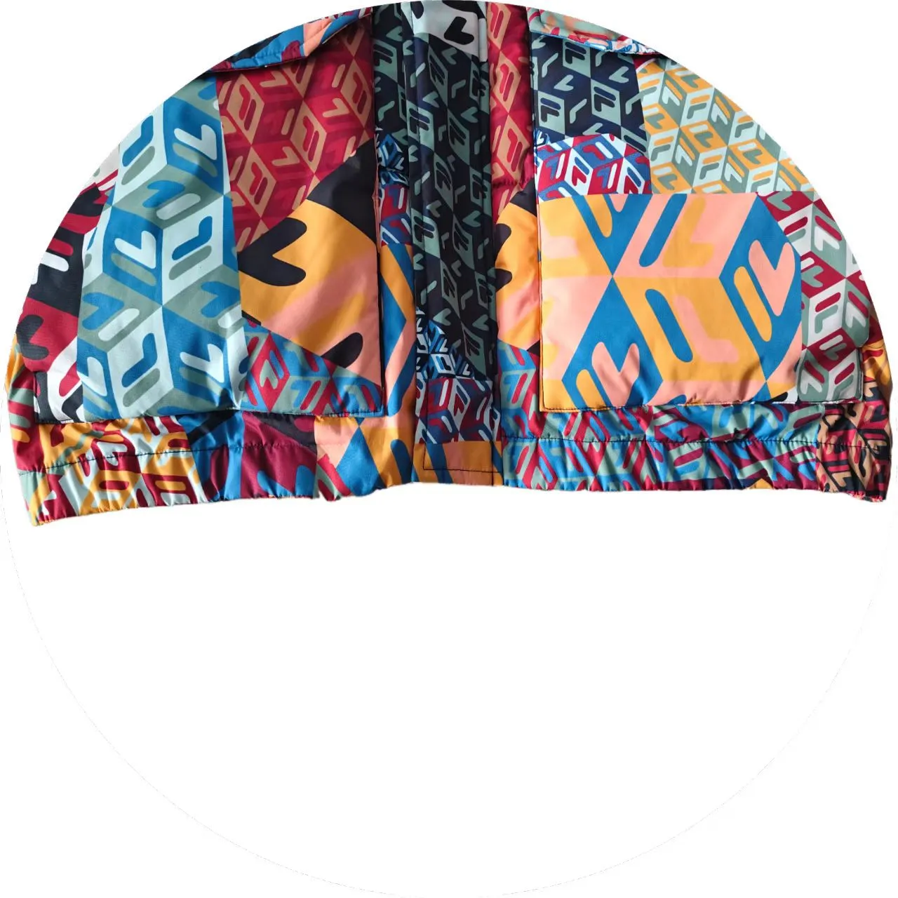 Men's Color-Block Geometric Padded Puffer Jacket with Hood