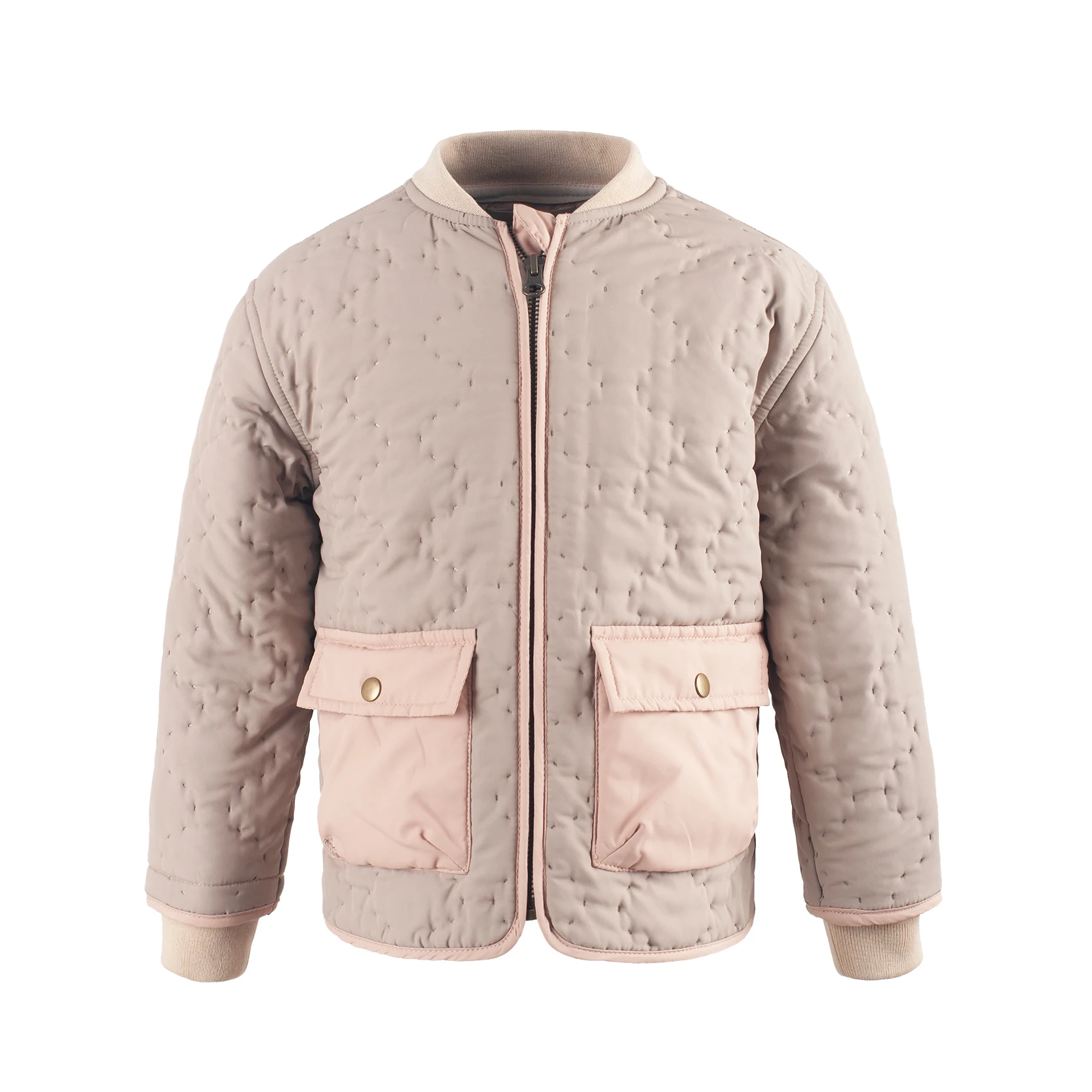 Toddler Boys Girls Winter Jacket - Quilted Puffer Coat with Two-Tone Patch Pockets, Ribbed Cuffs & Hem, Lightweight Warmth for Cold Days