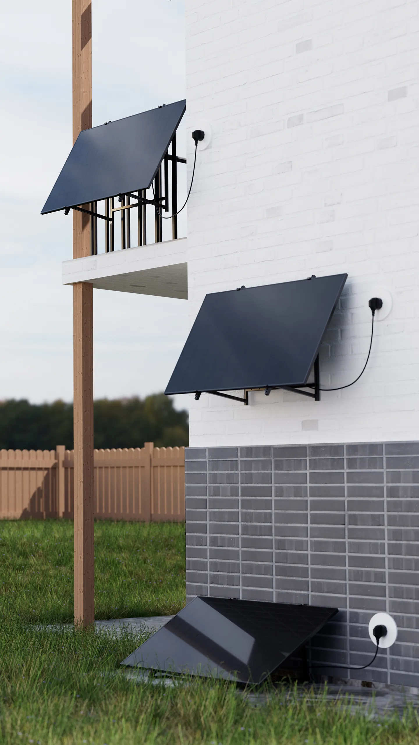 Vertikales Detail der bohrfreien Installationshalterung für das TSUN Easy Solar Kit und Mikrospeicher