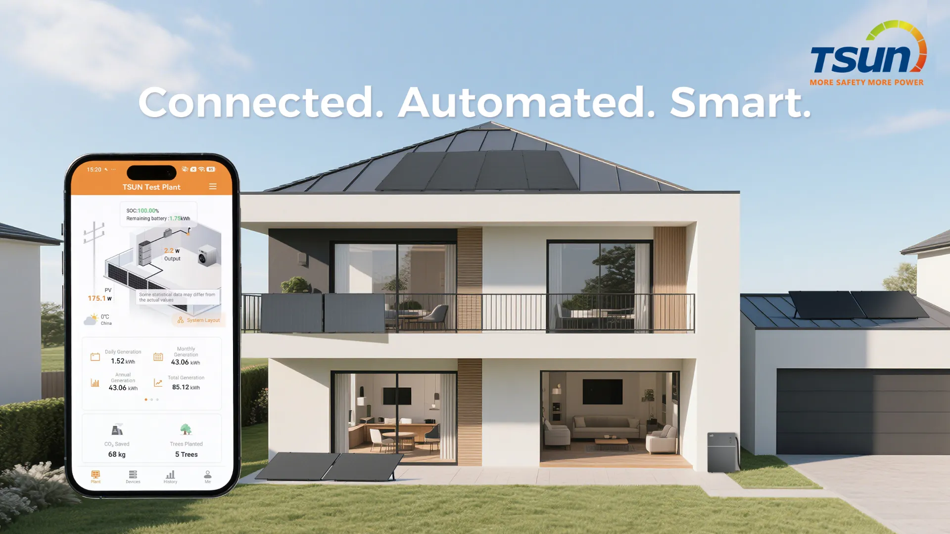 Überwachung der Leistung des TSUN-Mikrowechselrichters und der TSOL-MAU5000-Batterie über die TSUN Smart App und das Talent Home Interface