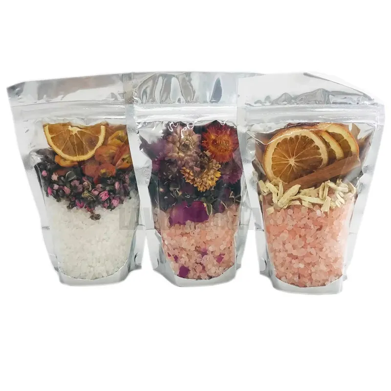 100% Natural Luxury Crystal Magic Aura Cleansing Bath Salt with Essential Oils & Dried Flowers for Purifying the Soul &Good Luck