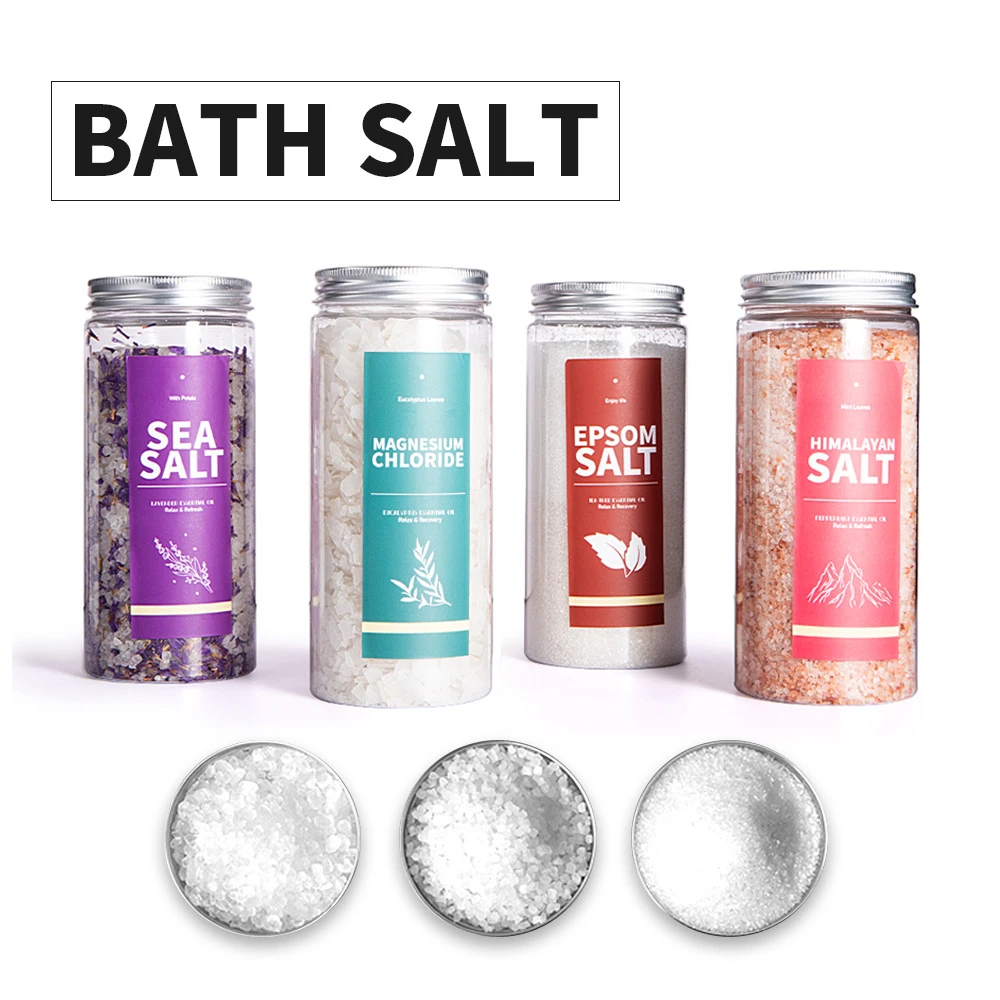 Premium 4-in-1 Bath Salt Collection Set - 400g x 4 Bottles (Dead Sea Salt, Himalayan Pink Salt, Epsom Salt & Magnesium Flakes)