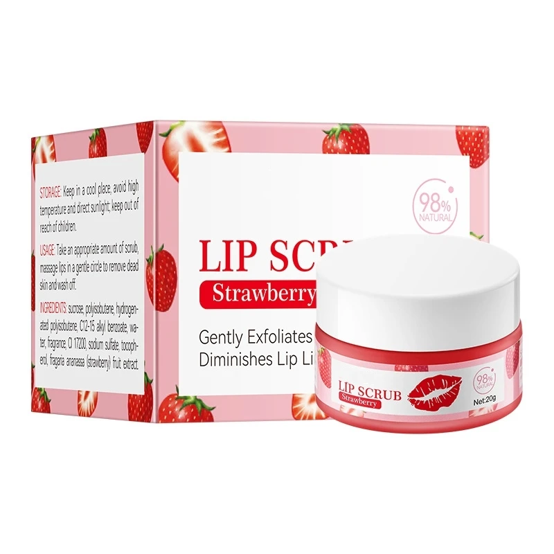 Strawberry Lip Scrub Exfoliating Hydrates Diminishes Lip Lines
