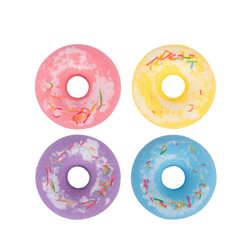 Organic Colorful Donut Shape Bath Bombs Kids Bubble Bath Fizzer Donut Bath Bomb Gift Set for Shower Wholesale