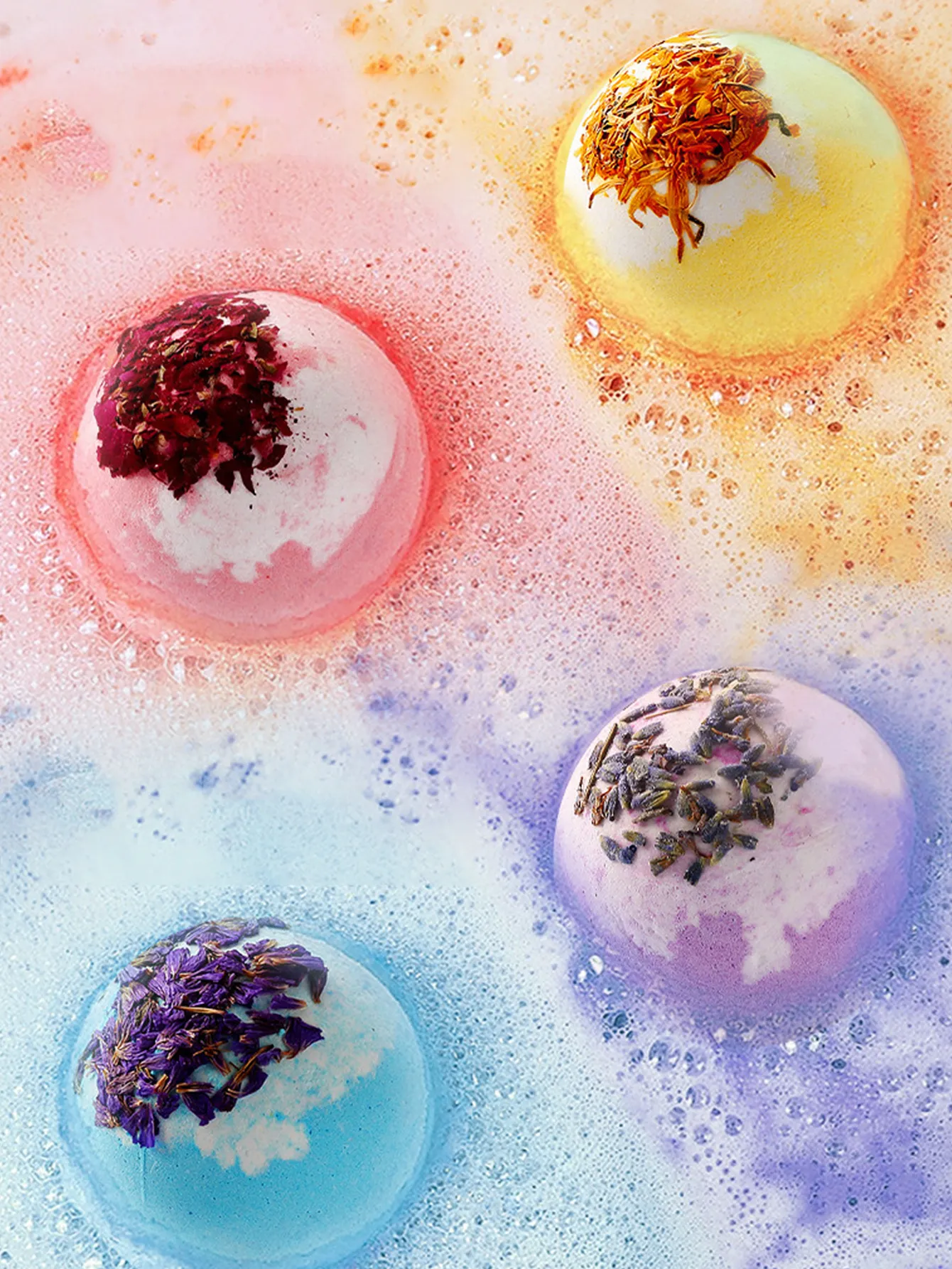 Flower Bath Bombs Factory Wholesale Rose Lavender Dried Flowers Petals Bath Bombs