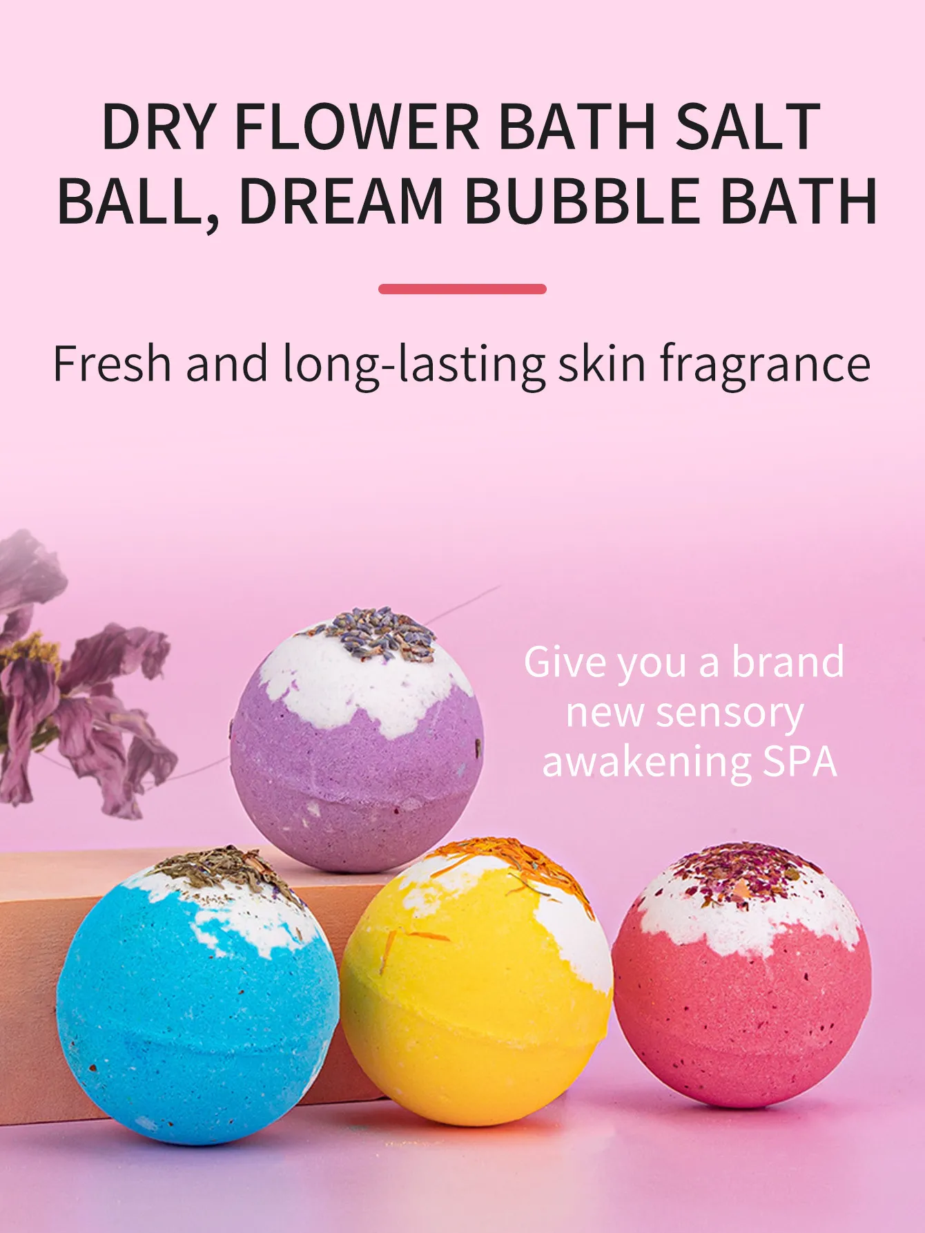 Flower Bath Bombs Factory Wholesale Rose Lavender Dried Flowers Petals Bath Bombs