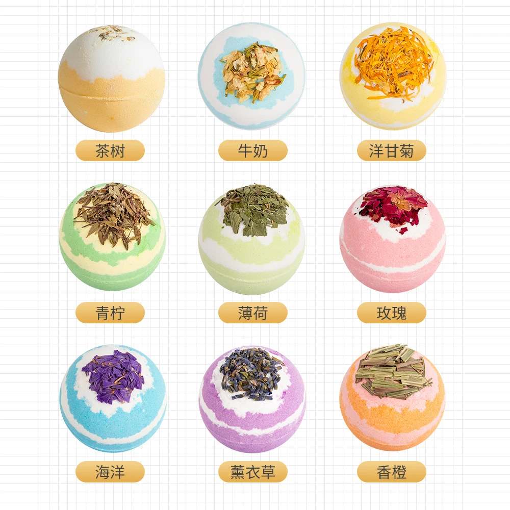 Handmade Bath Ball Dried Flower Gift Organic Reducing Anxiety Skincare Relaxing Colorful Bath Bombs