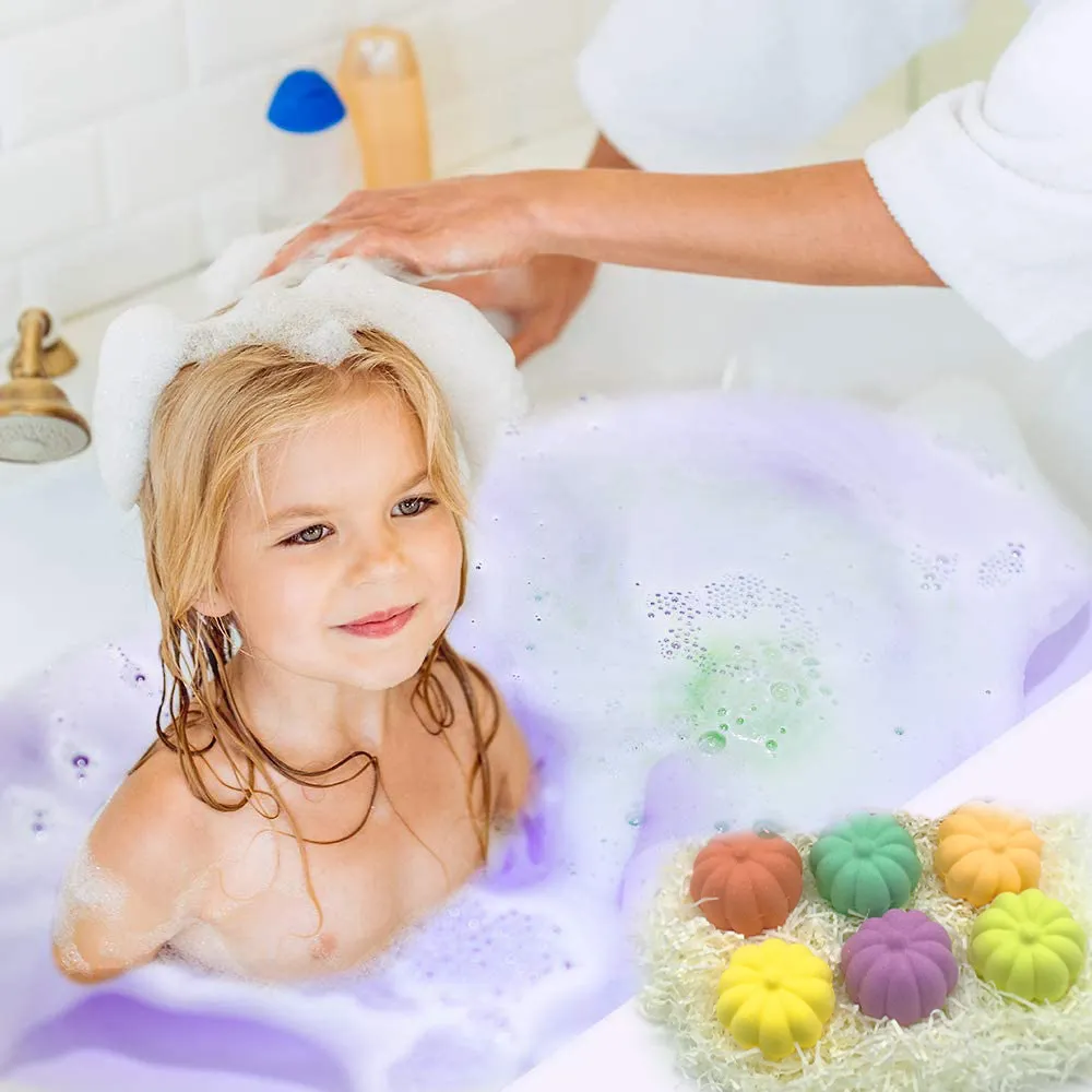 Halloween Pumpkin Bath Bomb Gift Set - Natural Kids Skin Care Fizz Balls 80g