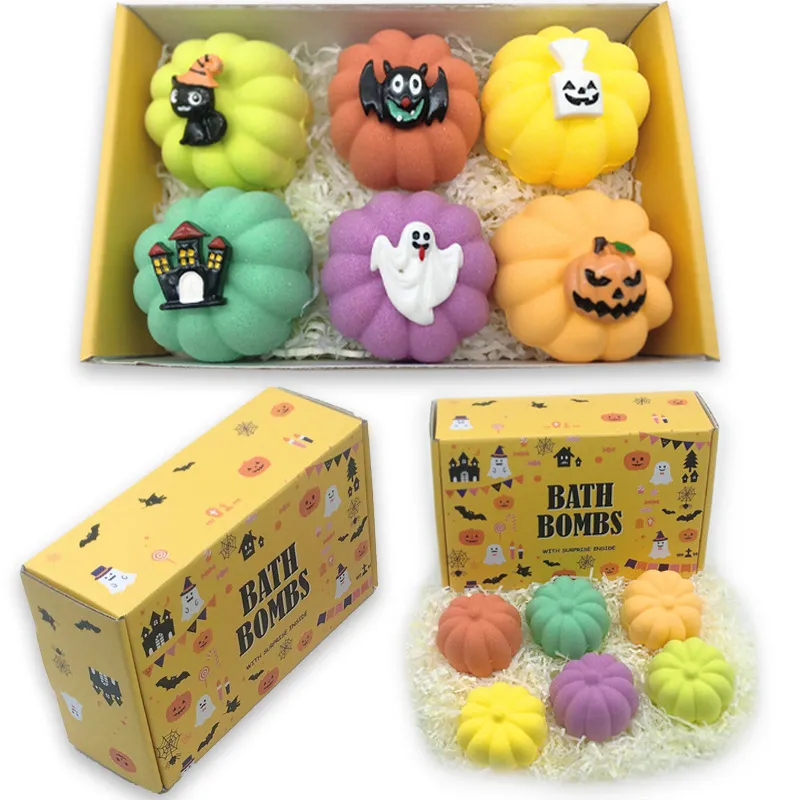 Halloween Pumpkin Bath Bomb Gift Set - Natural Kids Skin Care Fizz Balls 80g